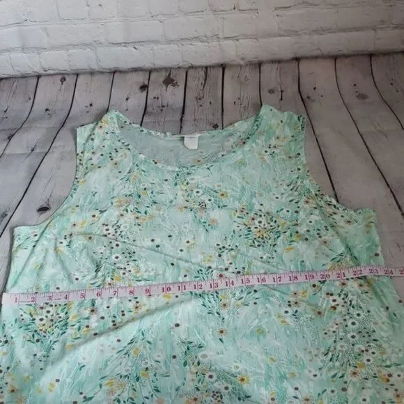Vintage 1970s Pastel Green Dainty Floral Tank Top - Picture 11 of 12
